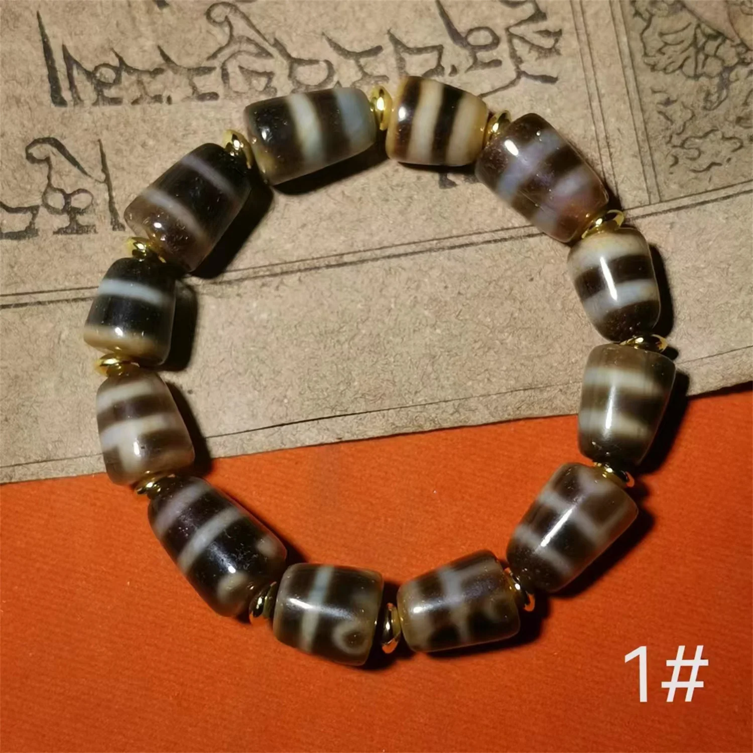 

1pcs/lot Natural Ancient Weathered Broken Bead Agate Bracelet men women gem jewelry folk-custom wholesale weathered pattern