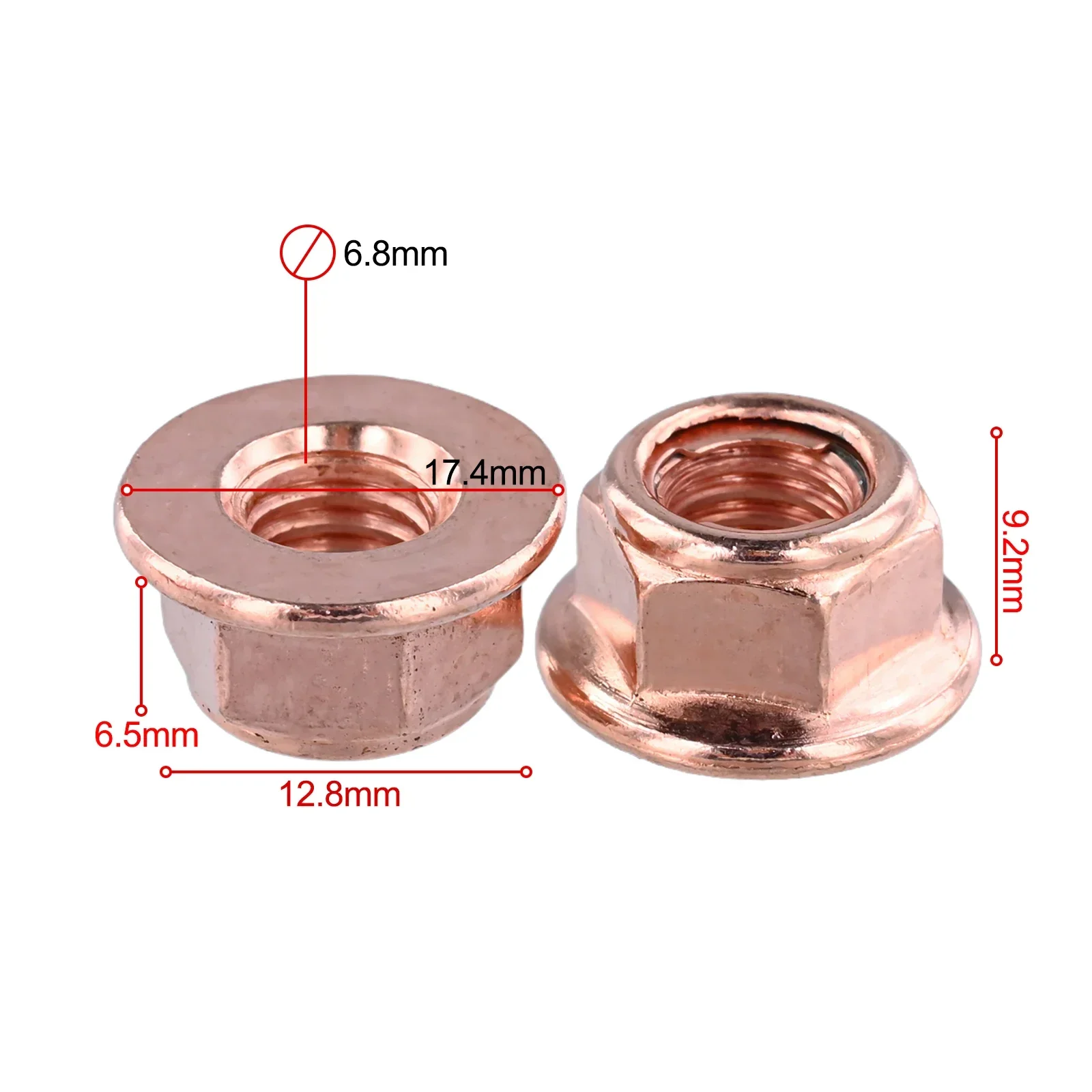 50pcs Car Exhaust Manifold Lock Nuts Copper Plated M8x1.25 For BMW Metal Nut M8 X 1.25 Mm Car Accessories Tools