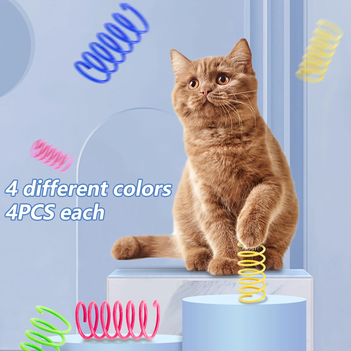 Cat Spring Toys 16pcs Colorful Cat Coil Toy Kitten Coil Spiral Springs Cat Toys Interactive Durable Heavy Gauge Cat Spring Tools