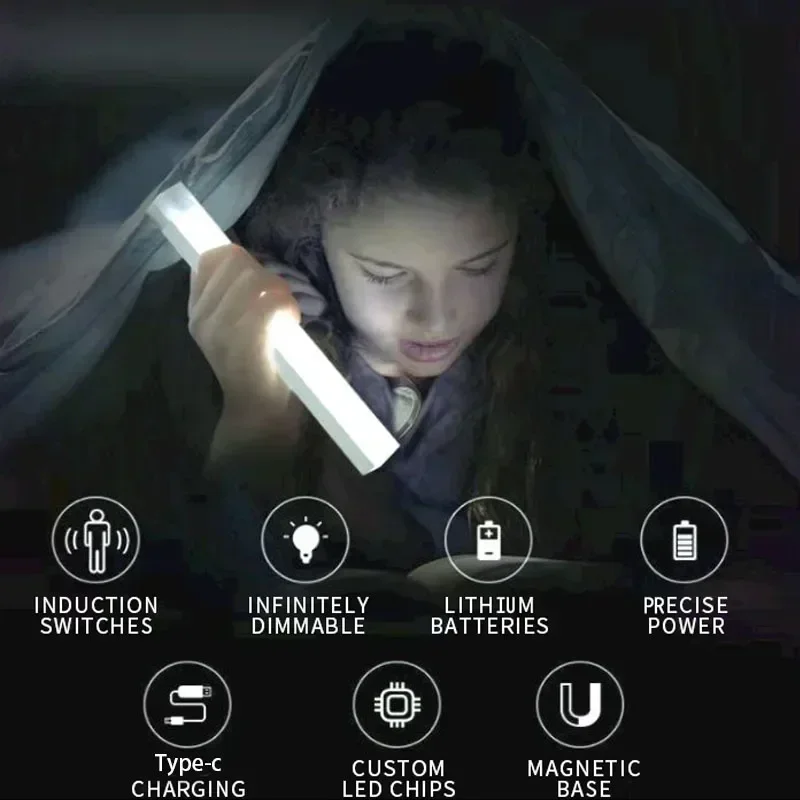 Motion Sensor LED Cabinet Light Rechargeable Induction Night Light Wireless Portable Detector Lamp Kitchen Staircase Backlight