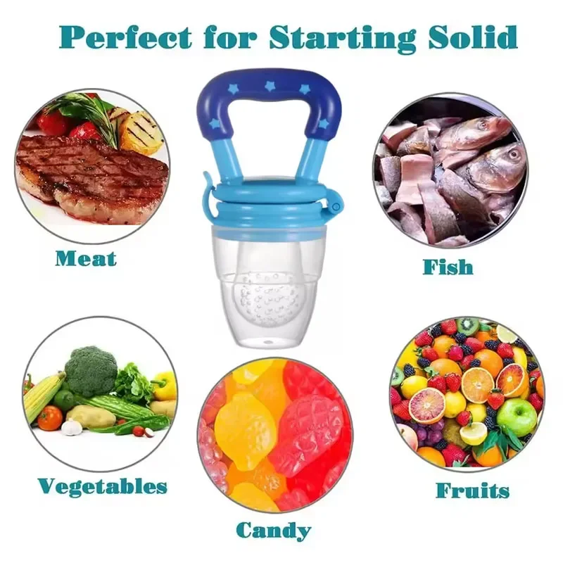 Baby Food Feeder Fruit Feeder Pacifier Infant Teething Toy Teether for Fresh Frozen Fruit - Silicone Nipple Includes All Sizes image 5