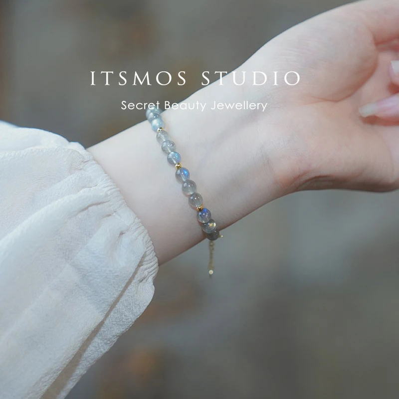 ITSMOS Aurora Bracelet Natural Labradorite 14k Gold Filled Chain for Women Dainty Stacking Healing Crystal Jewelry Gift view 3