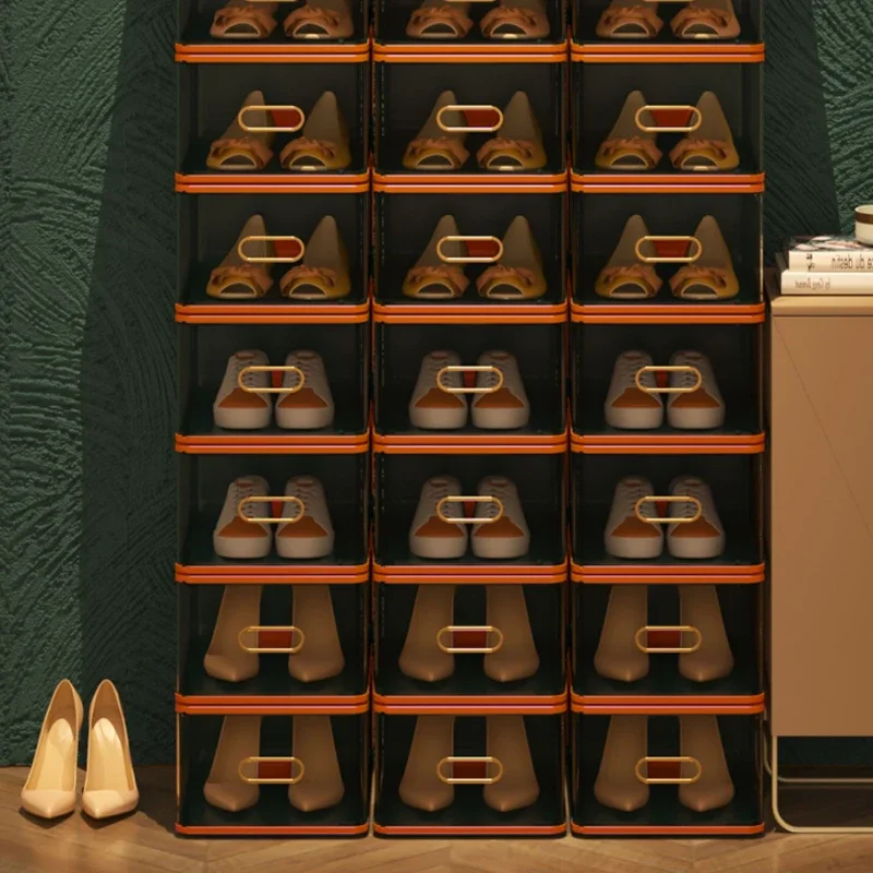 

Transparent Plastic Shoe Box High-Capacity Storage Container Sturdy Space-Efficient Shoe Rack Footwear Organizer
