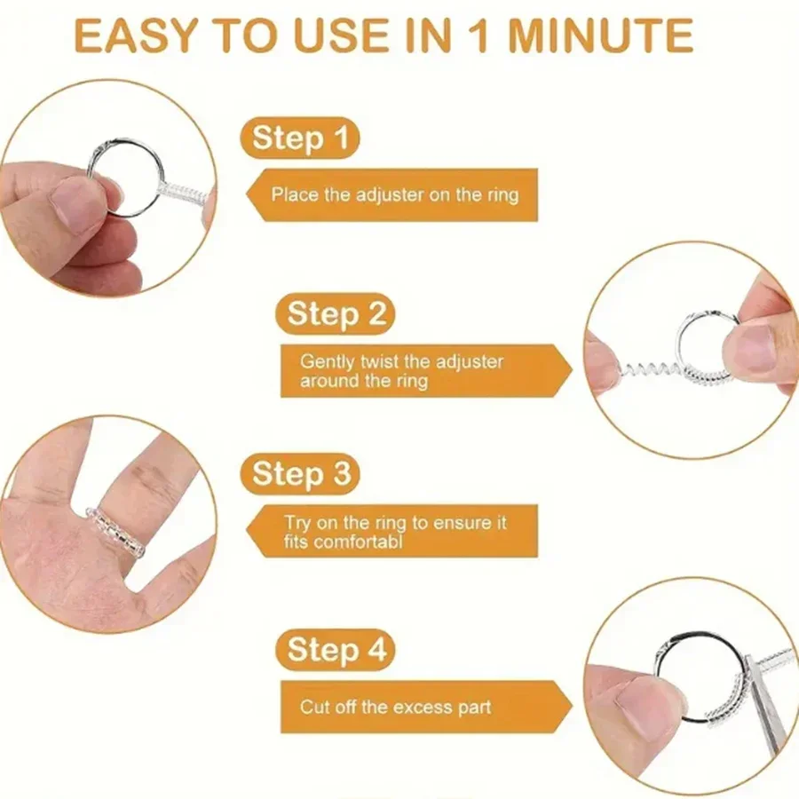 4/8 قطع - أداة ضبط حجم الخاتم - واقي حلقة غير مرئي، مناسب للرجال والنساء، أدوات ضبط حجم الخاتم/غسالات، إكسسوارات المجوهرات #3