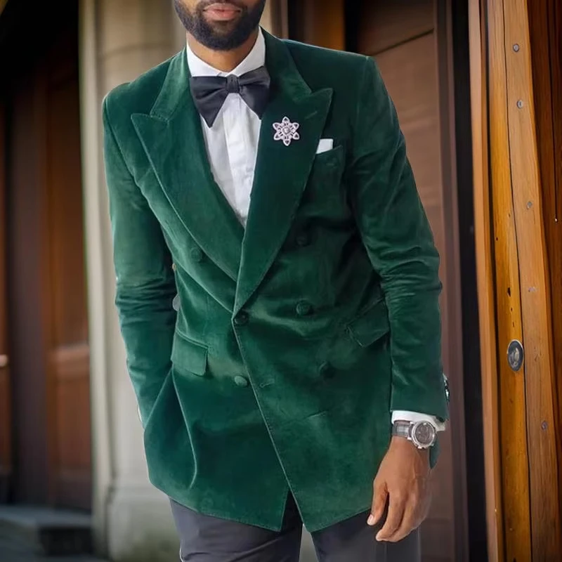 Customized Velvet Suit Jacket for Men Suit Slim Fit Prom Blazer for Wedding Party Formal Occasion Groom Plus Size Groomsman