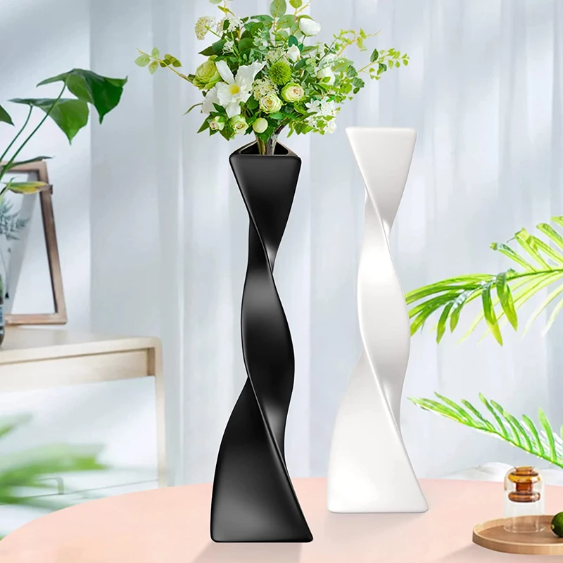 Hot Sale Nordic Ceramic Vase Modern Simple Tall Slender Twisted High Vases For Home Living Room Desktop Decoration