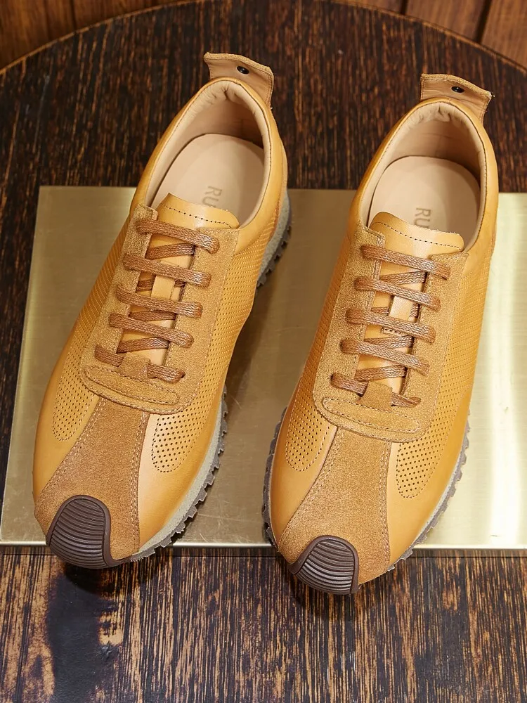 

Horse Leather Sneakers Men's Spring And Summer Breathable Thin Hollow Casual Fashion Lightweight Trendy Men's High-end Forr
