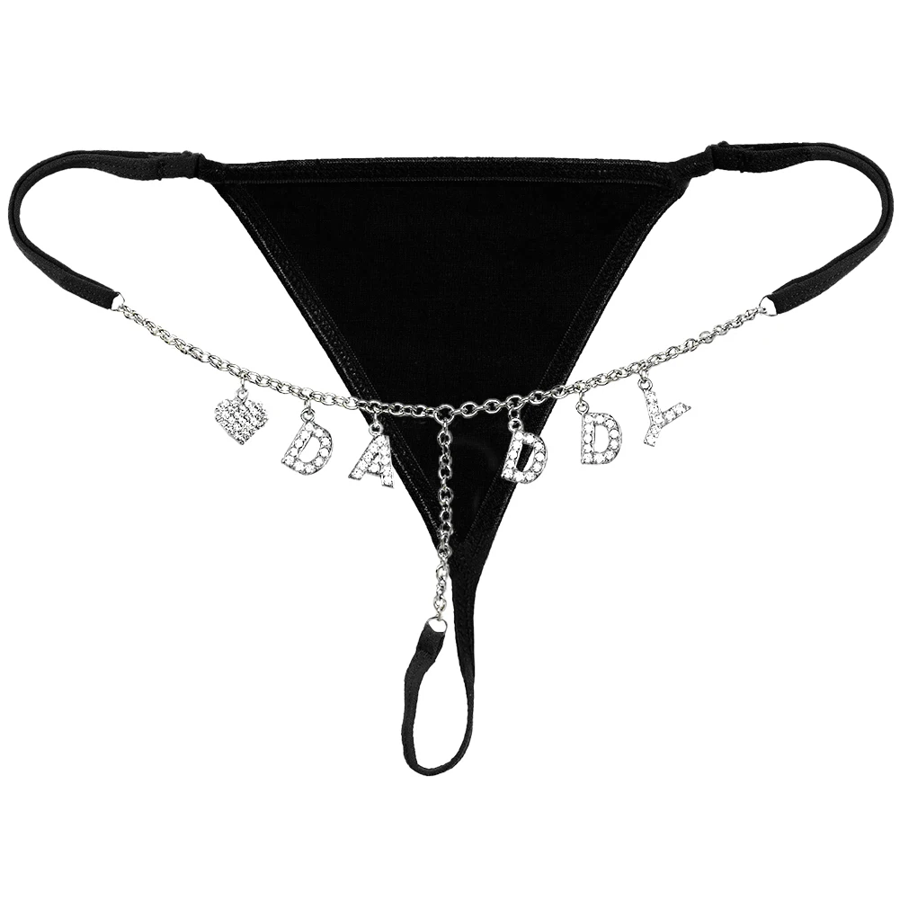 

Custom Sexy Gold color Crystal Letters Name Briefs T-back Women Panties Thongs G-string Bikini Low Waist Underwear Adjustable