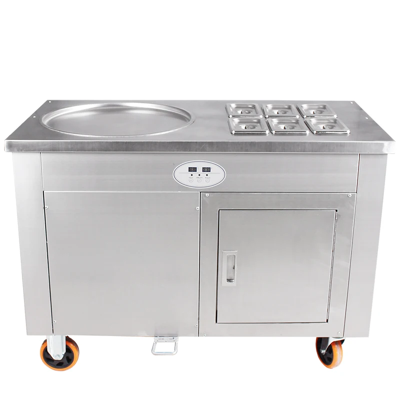 آلة قلي الزبادي التجارية آلة لف الآيس كريم المقلية وعاء واحد آلة لف الحليب المقلي CBJY-1D6A