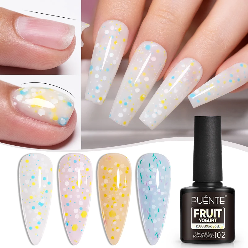 PUENTE 7.5ML Colore pastello Glitter Paillettes Base in gomma Gel Smalto per unghie Soak Off UV Semi-Permanente Vernice per unghie per manicure