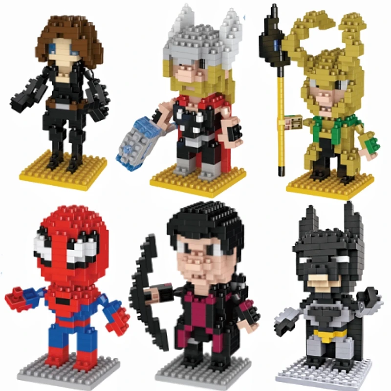 Superhero Building blocks Anime Figures SpiderMan High Quality brick Small Particles Assembled Children toys Birthday Gift