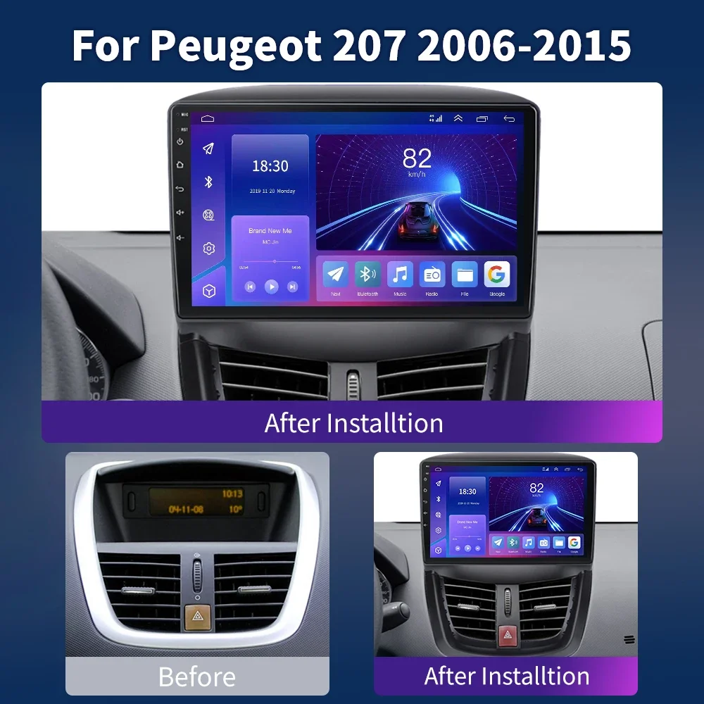 For Peugeot 207 CC 207CC 2006 - 2015 Multimedia Car Radio Video Player DSP RDS Stereo AutoRadio Android 13