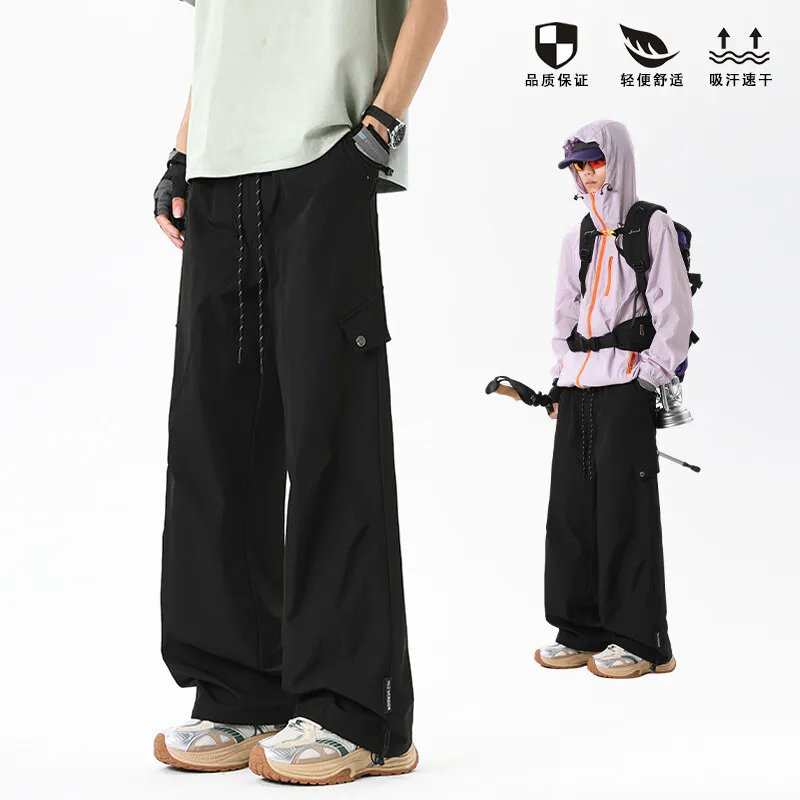 

2026 New Outdoor Overalls Boys Summer American Landing Paratrooper Pants Pleated Trendy Brand Large Size Loose Straight Trousers