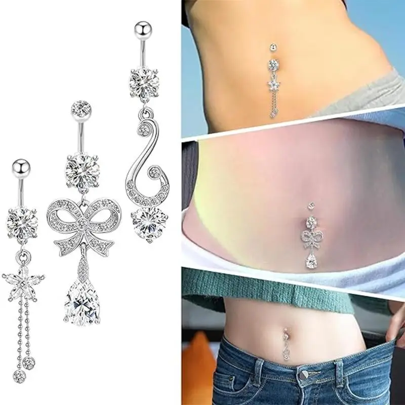 Anillo de ombligo falso con clip, joyería para ombligo sin perforación, pendientes de cristal para ombligo, accesorios para el cuerpo de cartílago
