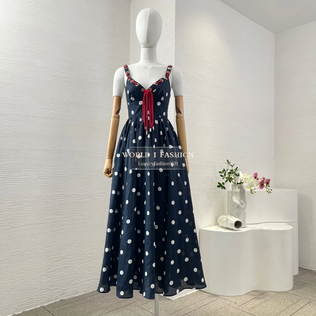 

Woman Clothes 2025 New High Quality Dot Print Strapless Elegant Party Dresses