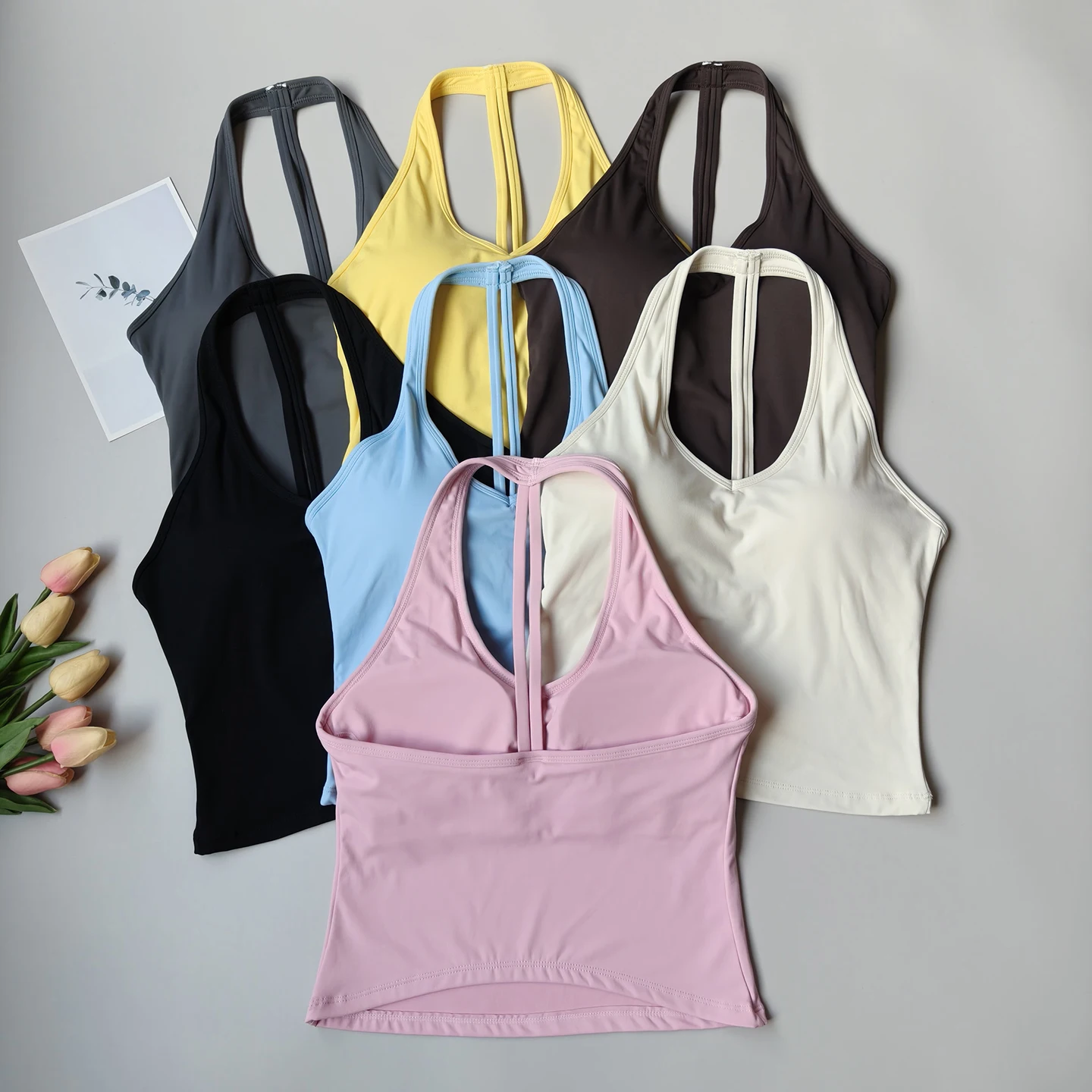 Sportbeha Dames V-hals Halter Hals Mooie rug Push-up Yoga Vest Gym Top Bovenkleding Hardlopen Schokbestendig Fitness BH Top - afbeelding 2