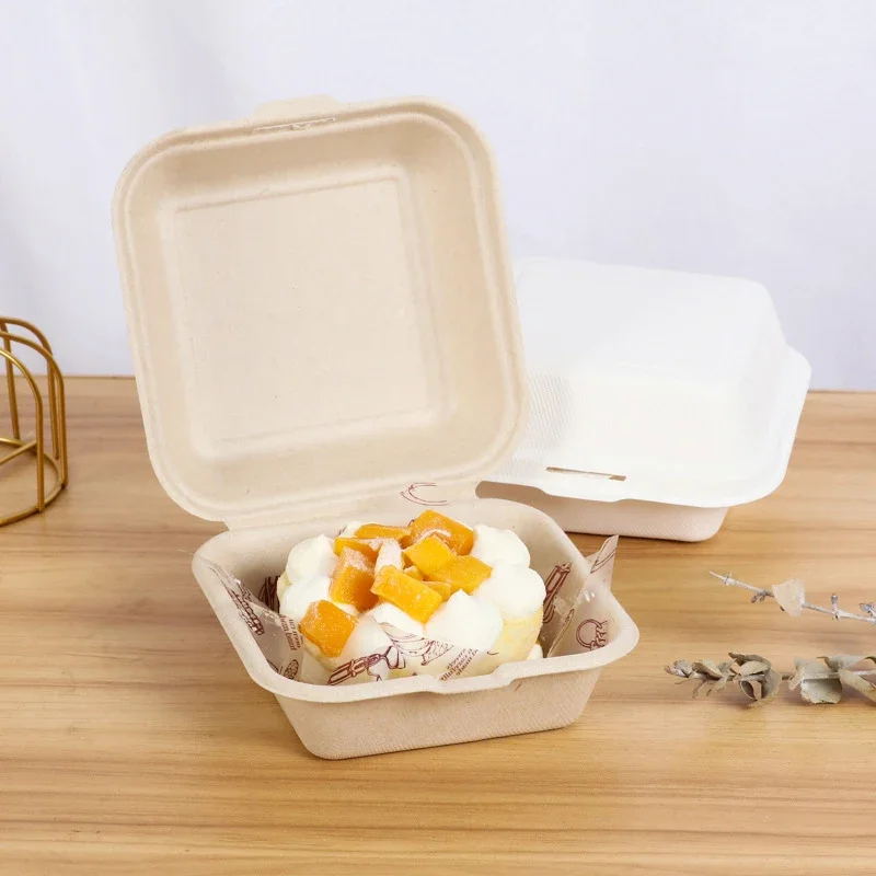 10/20PCS Disposable Lunchbox Bento Food Containers Biodegradable Hamburger Box Baking Cak Packing Paper Dessert Snack Box