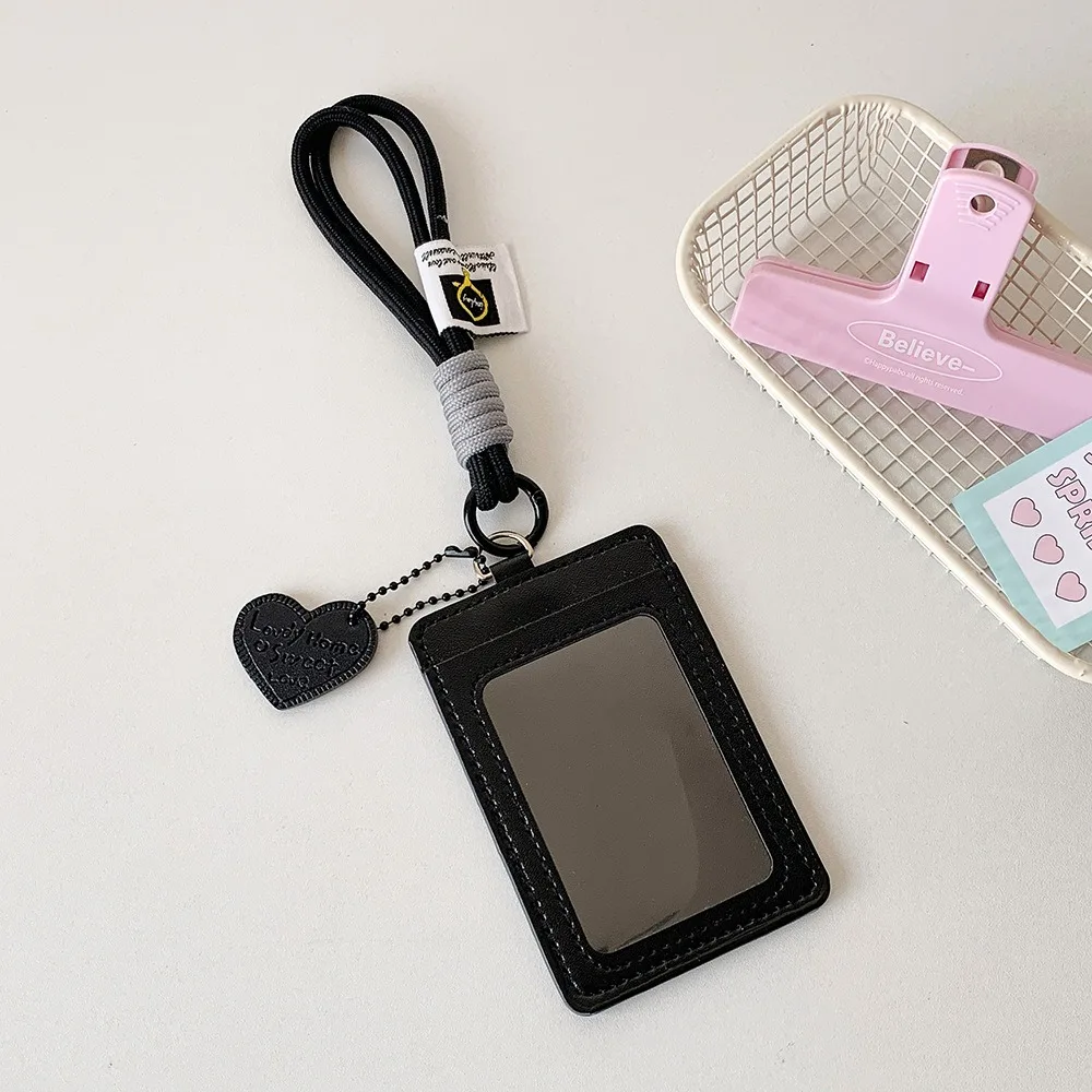 ID Card Protective PU Leather Bus Card Cover Credit Card Key Chain Korean Photocard Holder Keyring Student ID Card Holders