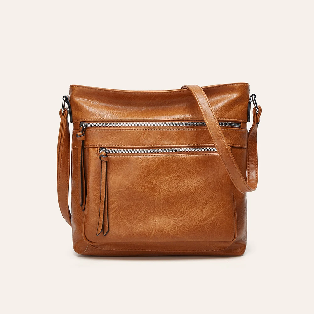 

3pcs Crossbody Bag Women PU Black Brown Double Zipper Large Capacity Vertical style Shoulder Bags