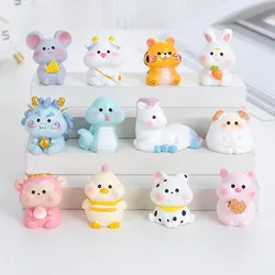 Bonsai Zodiac Color Resin Ornament Micro Landscape Rat Ox Tiger Rabbit Dragon Snake Horse Sheep Monkey Chicken Dog Pig Craft