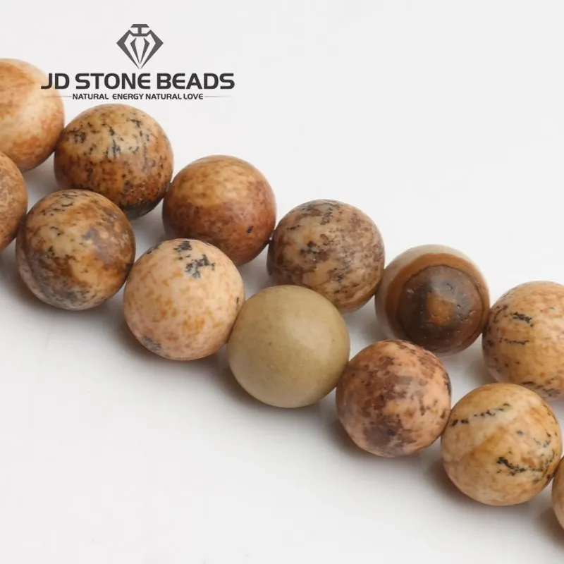 Beautiful Natural Picture Jasper Stone Round Loose Spacer Beads 15\