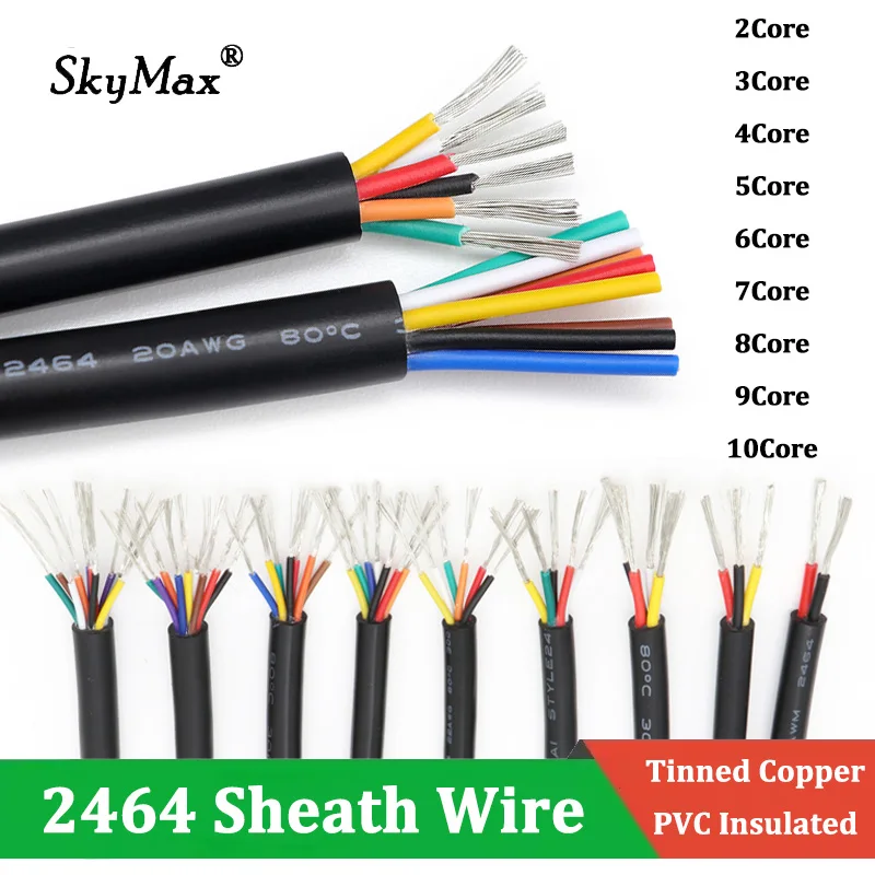 2464 Sheath Wire 2/3/4/5/6/7/8/9/10Cores PVC Insulated 30 28 26 24 22 20 18AWG Multi-Core Channel Audio Power Cord Copper Cable