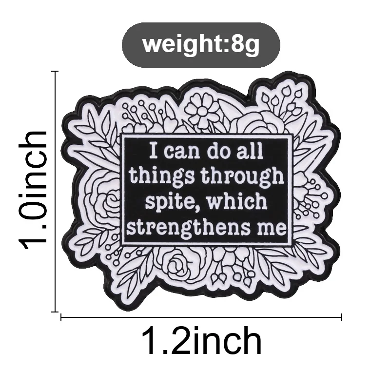I Can Do All Things Through Spite Which Strengthens Me Badge Floral Frame Enamel Pins Sarcastic Brooch Accessories Decor Gift