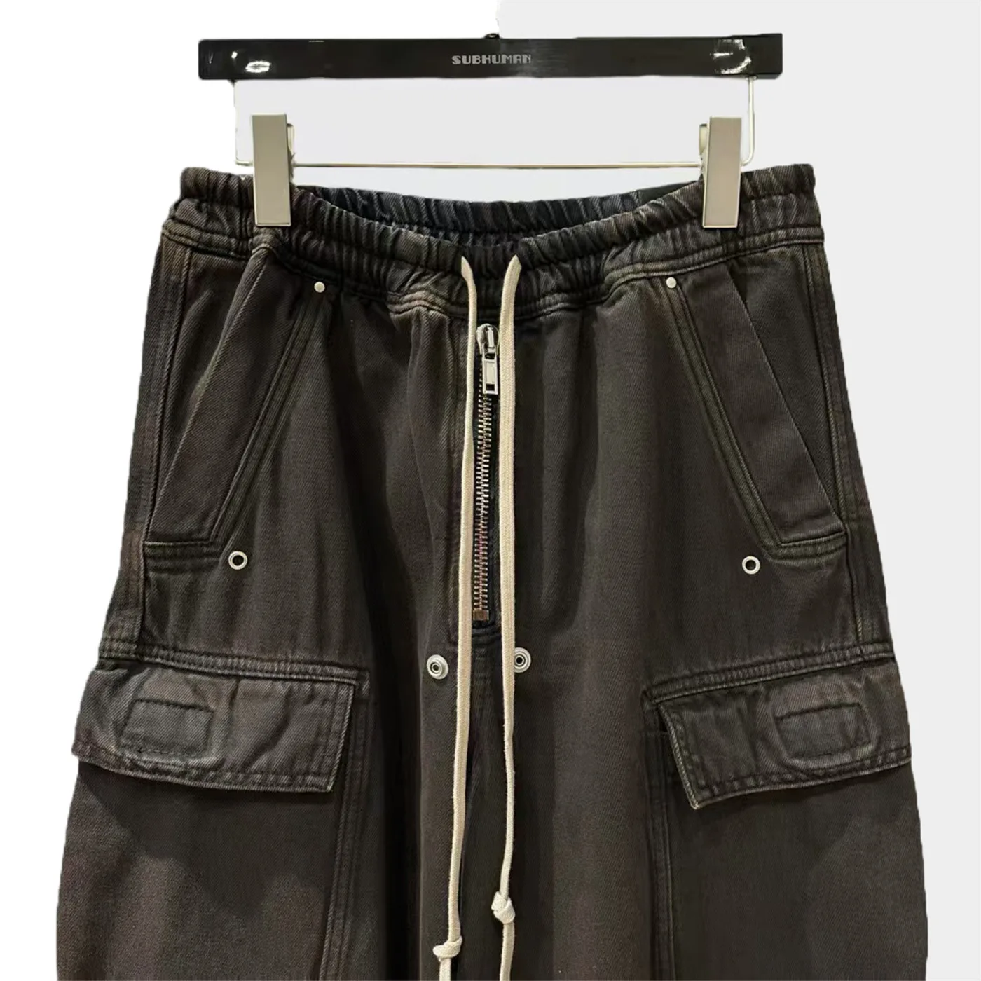 High Street Dark RO Style Men's Workwear Exlstic Waist Denim Pants New Retro Street Trend Tie Dye Mop Jean Pants Wide Leg Pants