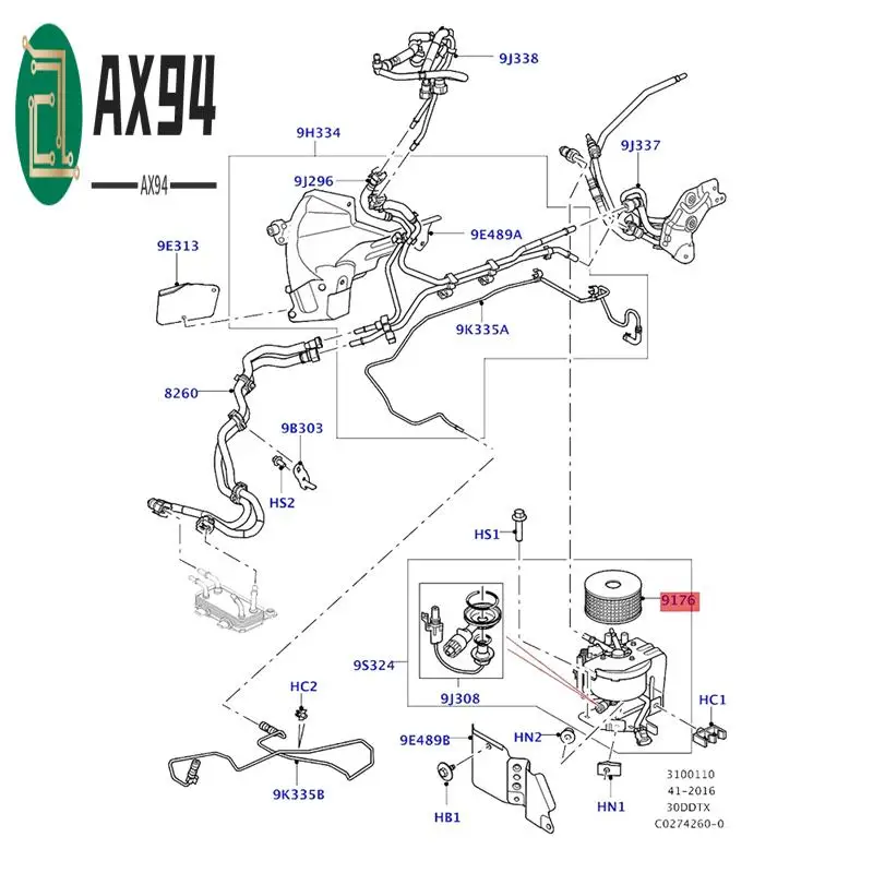 

AX94-LR009705 Crude Oil Fuel Filter With Bracket 7H32-9C296-AB For Land Rover Range Rover Sport Discovery LR3 LR4 LR045519