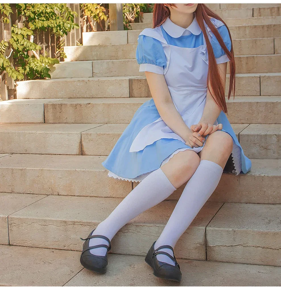 Popular and Fashionable Blue Maid Lolita Cosplay Costumes for Women Men Anime Cos Carnival Party Dress for Girls