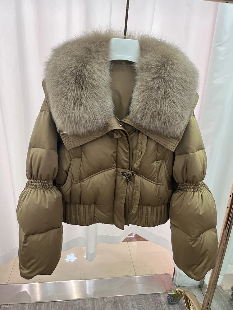 Fashion Women Winter Coats Real Natural Fox Fur Collar 90% Goose Down Thick Warm Jacket Luxury Outwear Female Coats