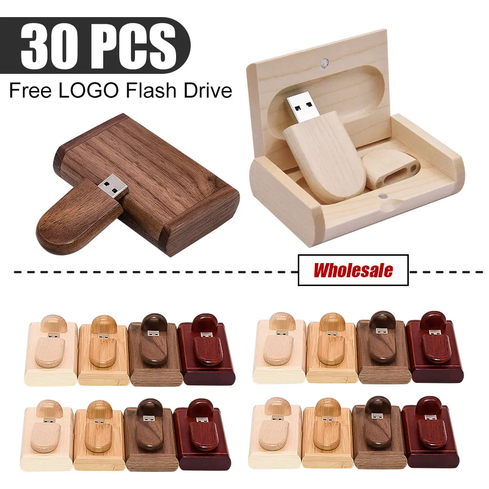 30 Stks/partij Mode Bamboe Hout En Redwood Hout Pen Drive Kaart Model 2.0 Usb Flash Drive 4Gb 8Gb 16Gb 32Gb 64Gb Gratis Custom Logo