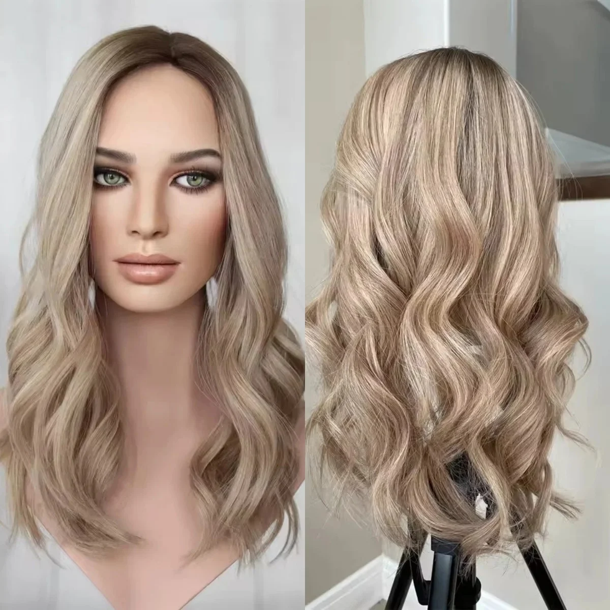 

Пушистые светло-белые блондинки Синтетические кружевные верхние парики с темными корнями Объемная волна 13*4 HD Прозрачные парики на шнурке Оригинальные заводские парики