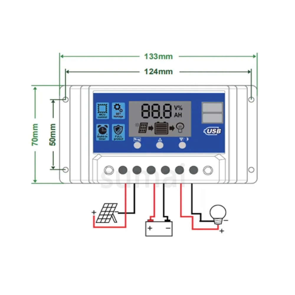 Küçük 50A 60A PWM Solar Şarj Regülatörü 12V 24V Otomatik LCD Dualusb 5V Çıkış GÜNEŞ PANELI Regülatörü pil şarj cihazı Denetleyici