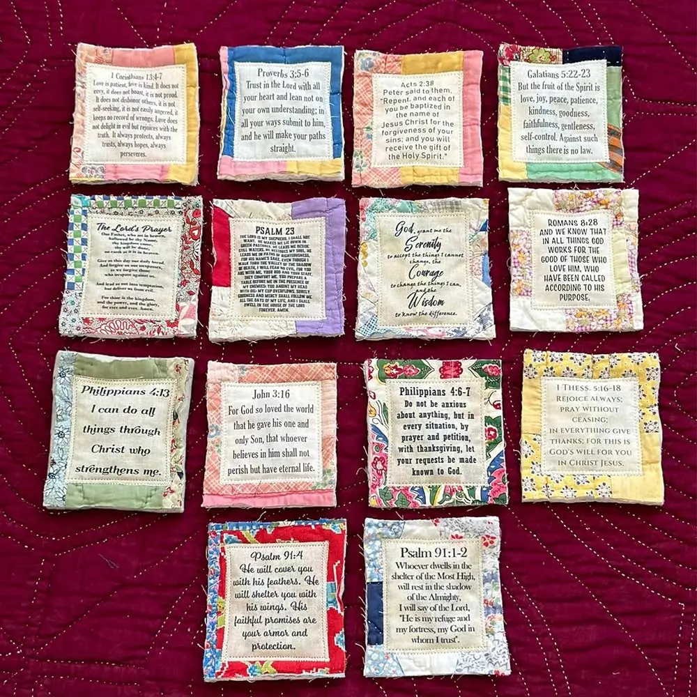 Prayer Quilt with Cross Inside Handmade Sew Individually Colorful Pocket Prayer Quilt Symbolism Poems Quilts Gifts for Christm