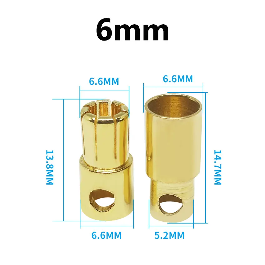 10 stücke 2mm 3mm 3,5mm 4mm 5mm 5,5mm 6mm Bananen Stecker Vergoldet Kupfer bürstenlosen Motor Bullet Stecker Für ESC Batterie Wholeale