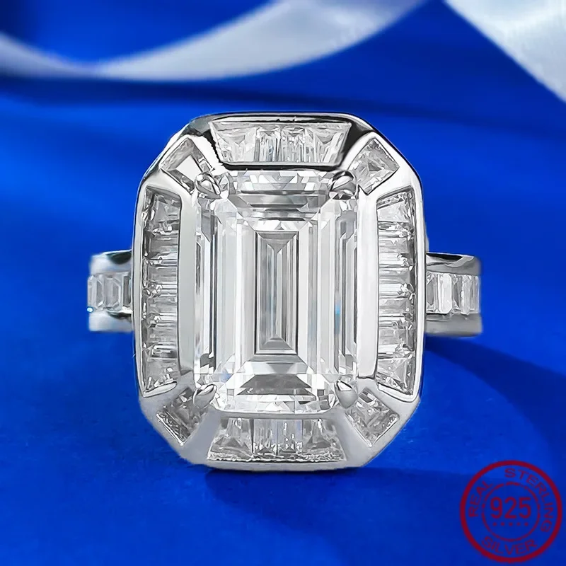 

Новый серебро S925, 8*12, роскошный комплект с белым бриллиантом и сахаром, классическое модное кольцо, женские продвинутые свадебные украшения