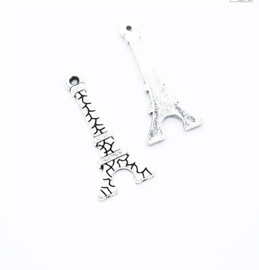 25*12mm 100pcs Antique Silver Plated Bronze and Gold Colors Plated Eiffel Tower Handmade Charms Pendant for bracelet F0786 image 2