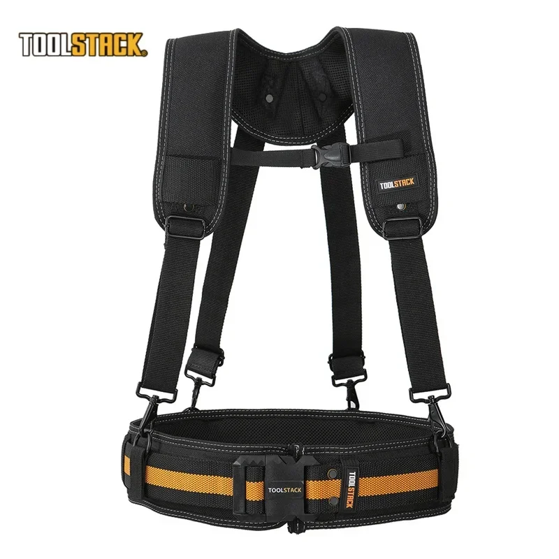 TOOLSTACK Tool Belt with Suspenders Adjustable Quick Hang Heavy Duty Oxford Construction Work Belt for Carpenter Electrician
