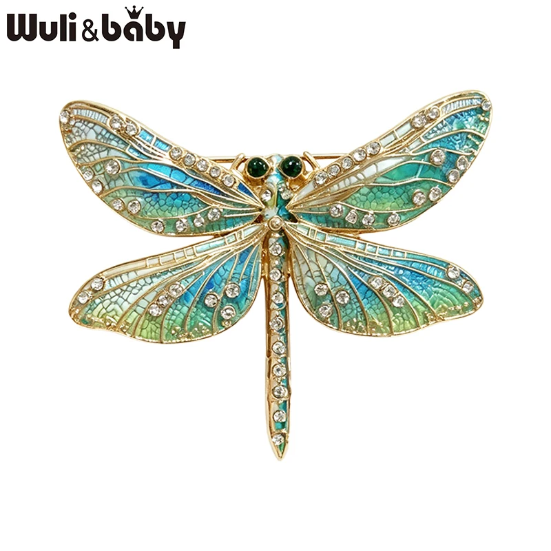 Wuli&baby Wunderschöne Libellen-Broschen für Damen, Unisex, 3-farbige Strass-Insekten, Büro- und Party-Broschen, Geschenke – Detail 2