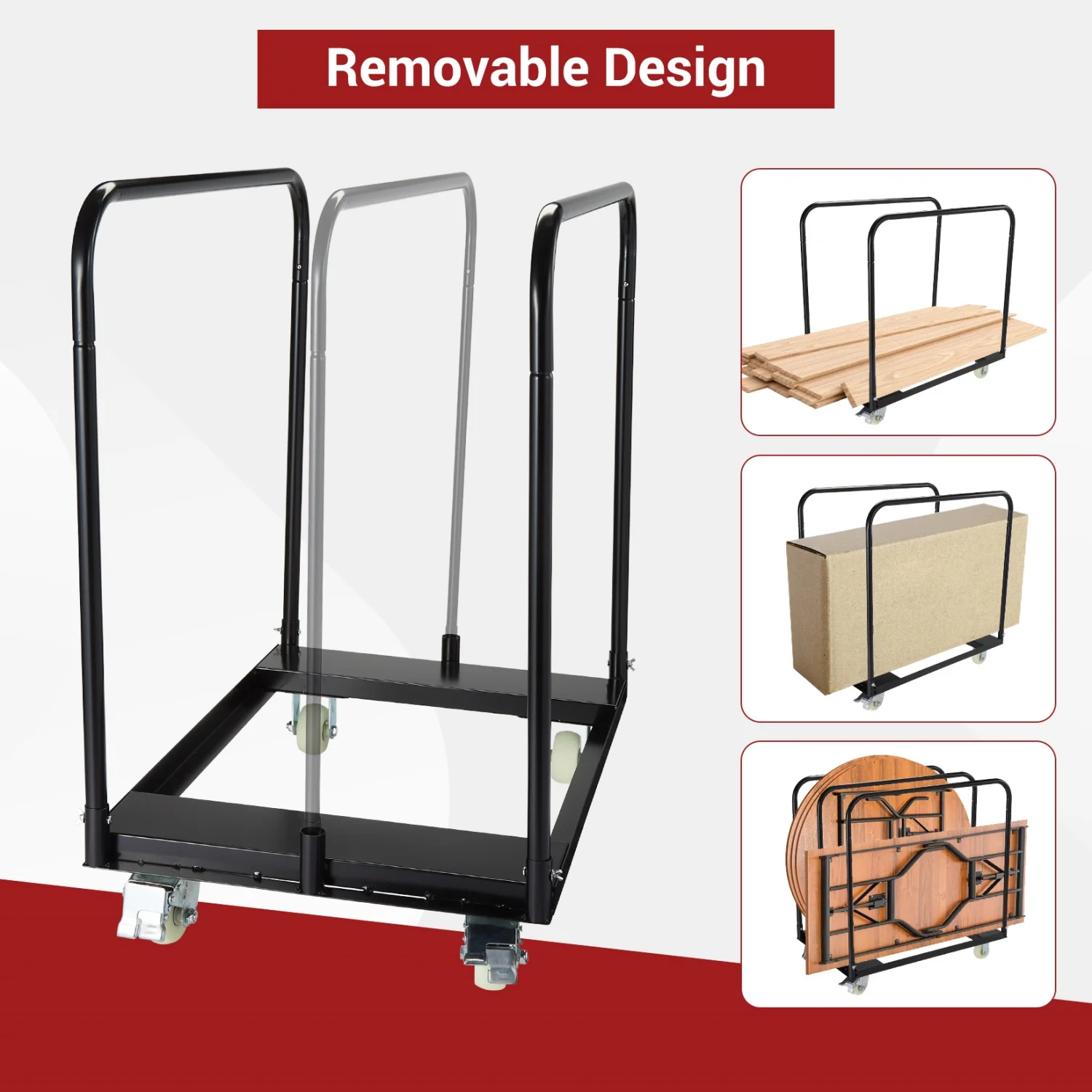 Drywall Cart Steel Panel Truck Platform Carts Table Cart with 1500 Lbs Capacity, Utility Tool Cart for Handling Wall Panel