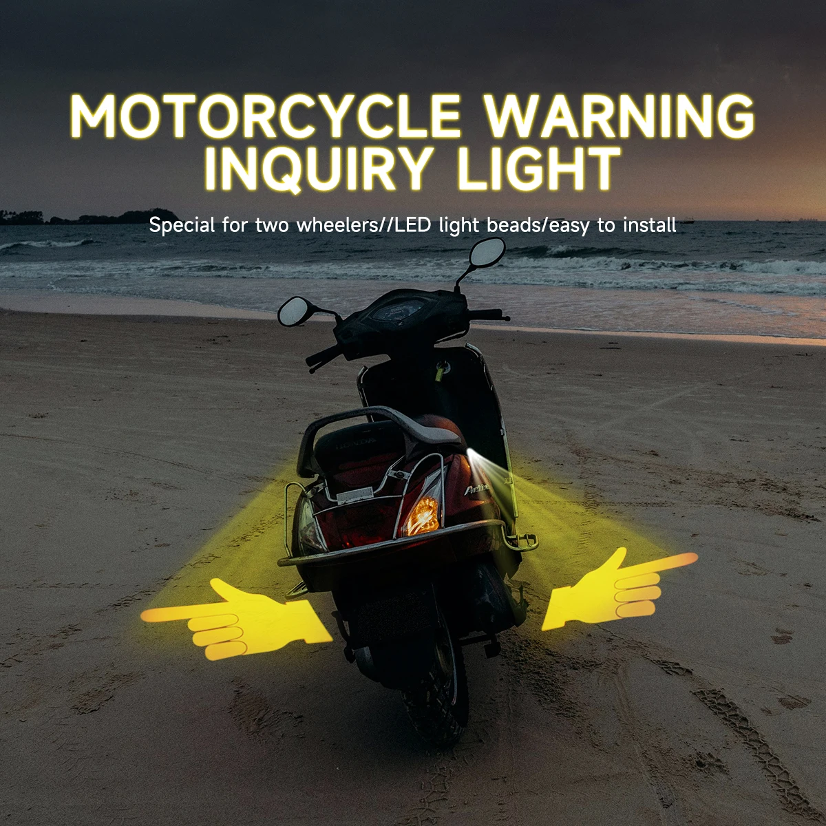 1 Pair Motorcycle Turn Signal LED Projection Light Arrow Hand Gesture Modified Welcome Decoration Anti-collision Laser Light