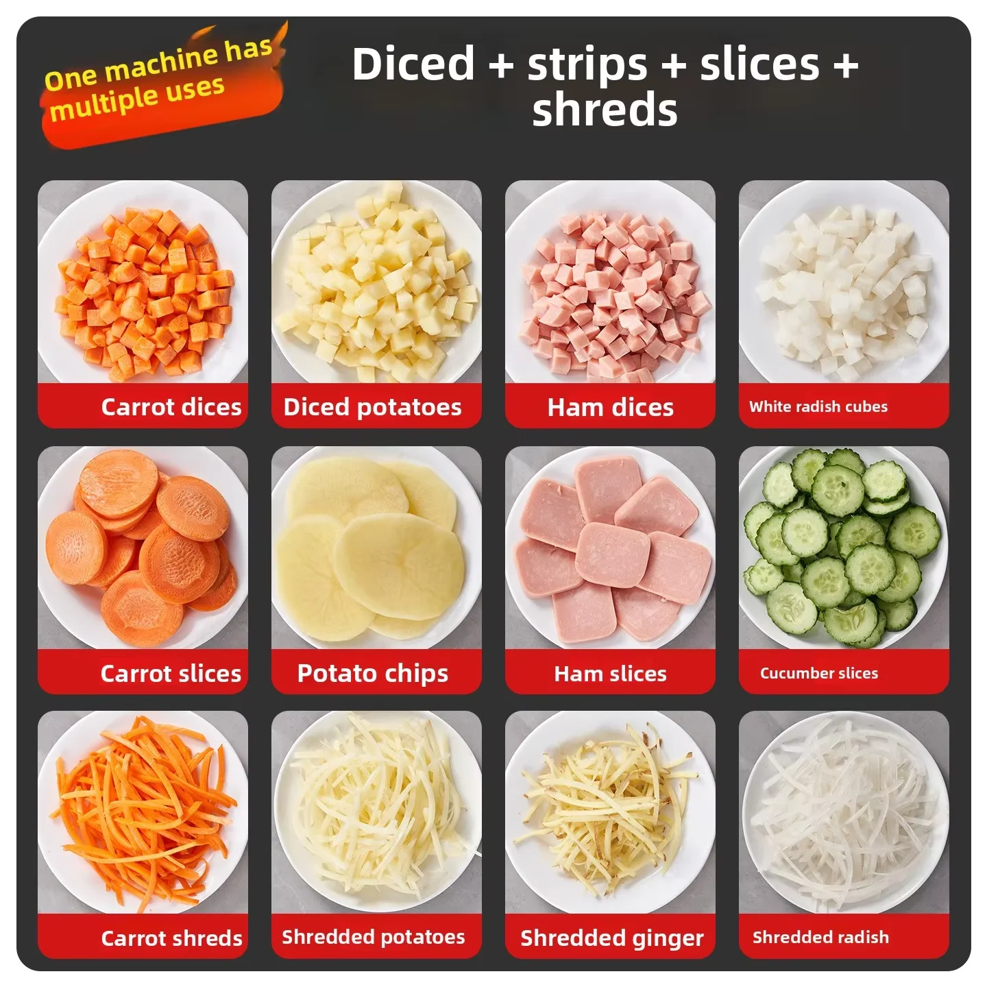 Commercial Stainless Steel Electric Shredding Machine Multi-functional Vegetable Cutter Slicer for Restaurant Potato Lemon Use