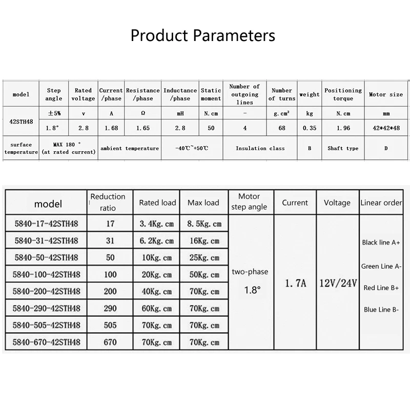 5840-42Hybrid Deceleration  Stepper Motor Driver Set Small Large Torque Worm Gear and Worm DC Deceleration Motor