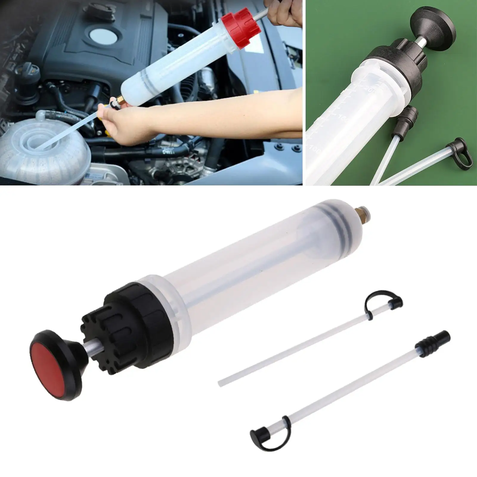 7OZ 200ML Car Oil Fluid Extractor Set Filling Syringe Hand Pump Dispenser