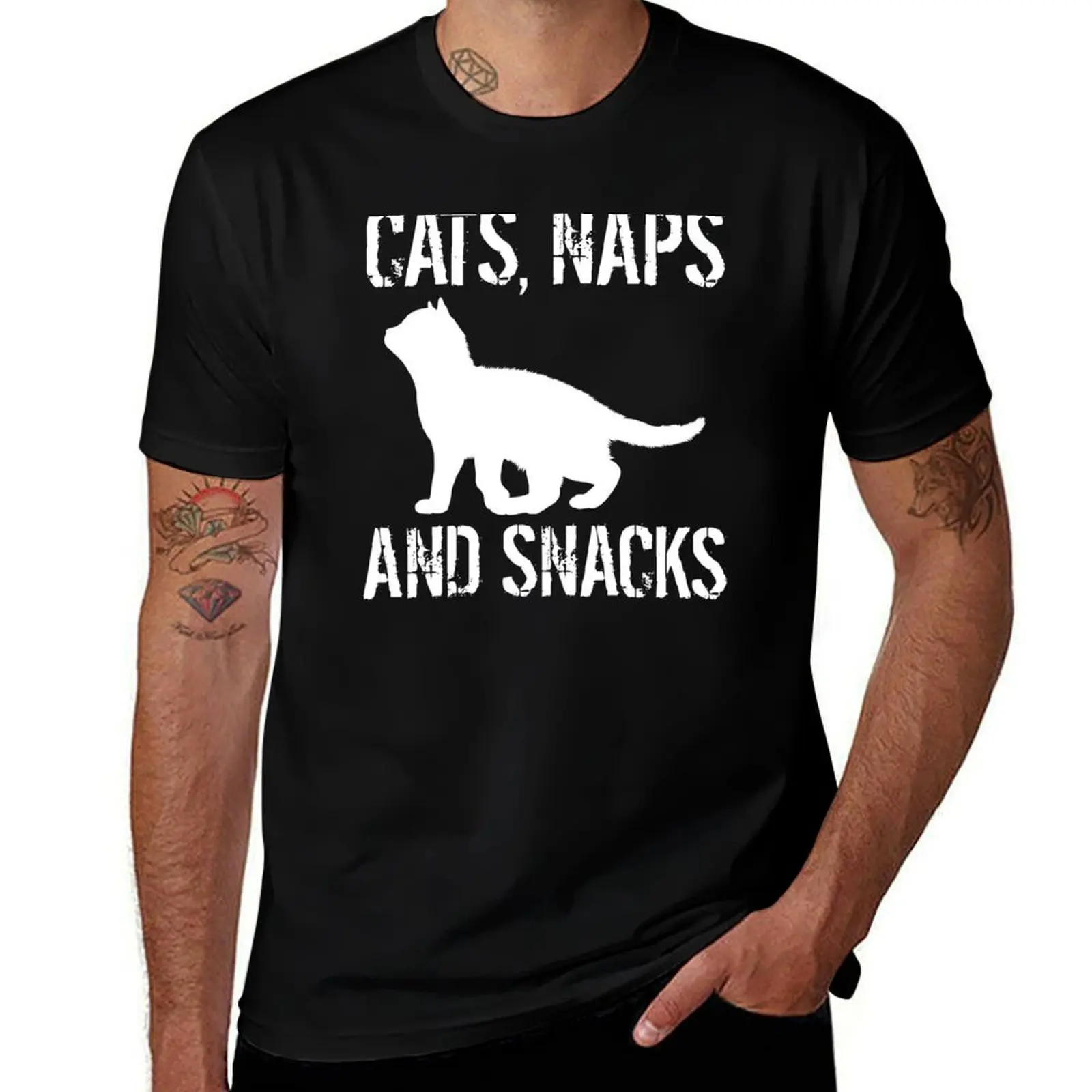 Cats Naps And Snacks T-Shirt Large Size Soft Cotton T-Shirt