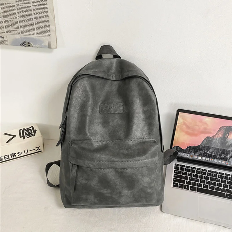 Street Trend Women Men Backpack Fashion PU Leather School Bag For Teenager Business Laptop Bag Man Large Capacity Travel Bag