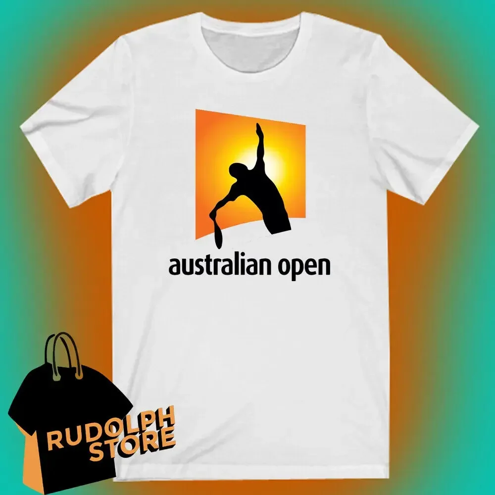 

Australian Open Tennis Grand Slam Men's White T-shirt Size S to 5XL