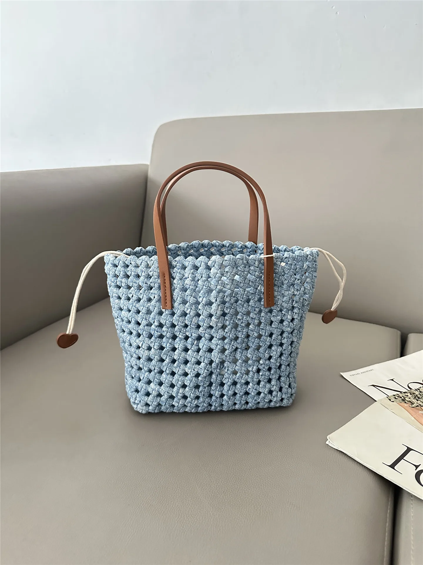 trendy-denim-woven-handbag-summer-hollow-grid-single-shoulder-bag-simple-commuter-crossbody-bag-holiday-style-bucket-shape