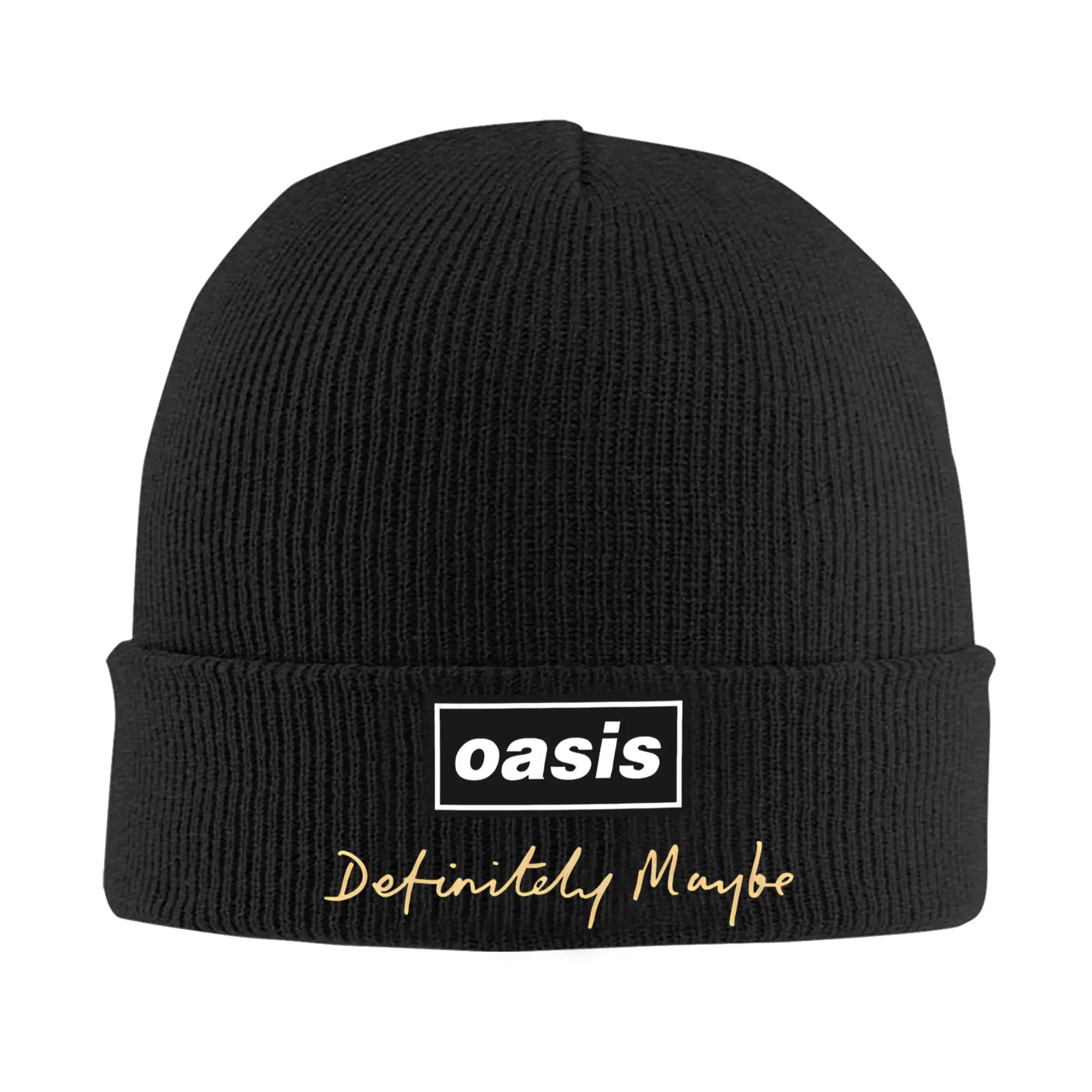 British Music Definitely Maybe Logo Knitted Hat for Women Men Beanies Winter Hats Acrylic O-Oasis Warm Melon Cap